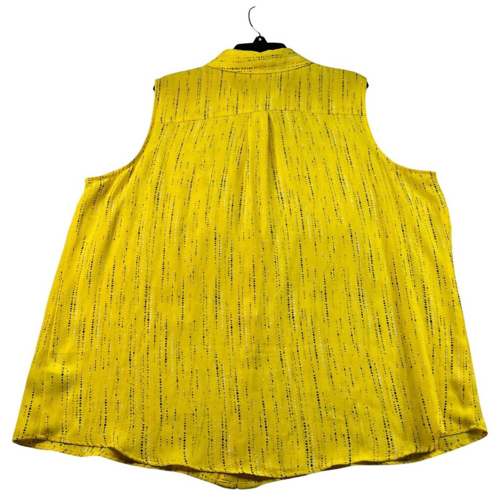 Apt 9 Blouse Womens Size Xlarge Yellow Black Dots Sleeveless Pockets - Picture 2 of 7